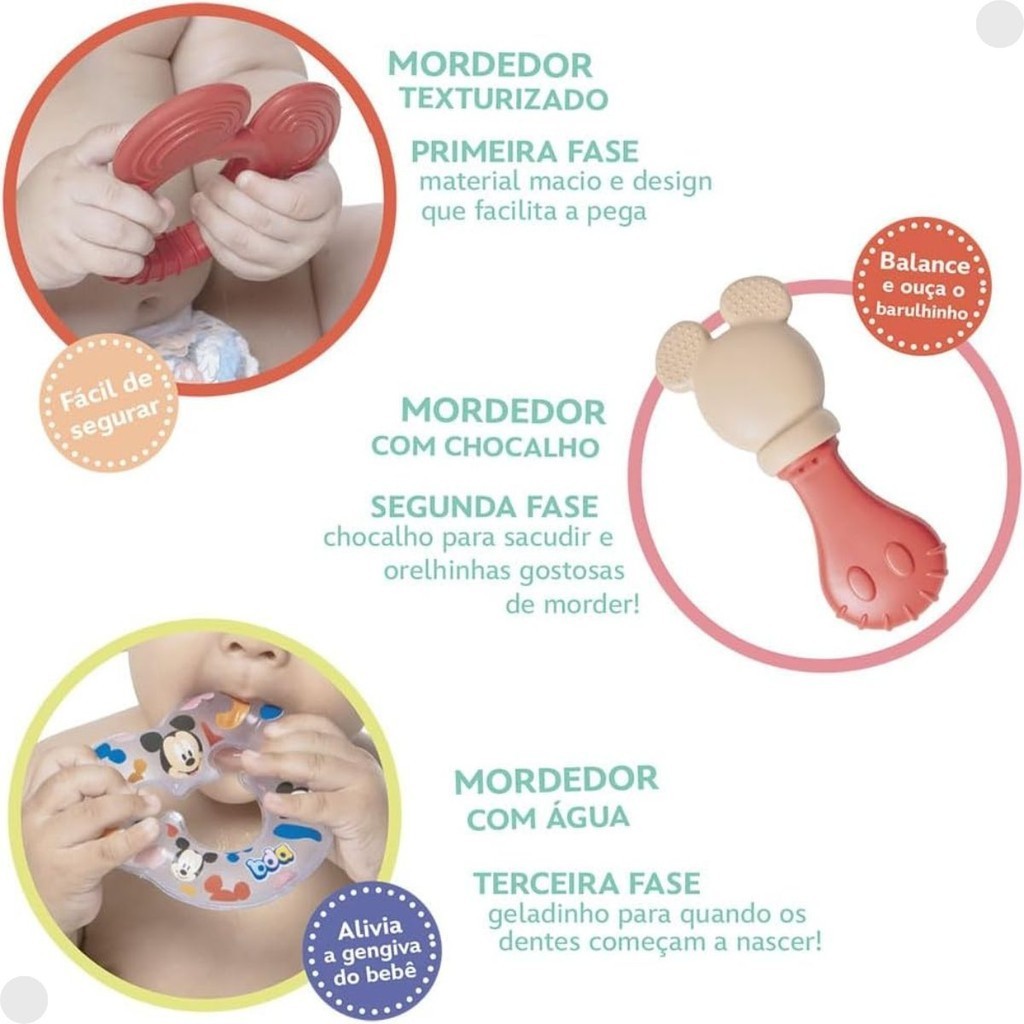 Detalhes do Meu Primeiro Kit - Disney Baby com 3 Mordedores 03198 - Toyster