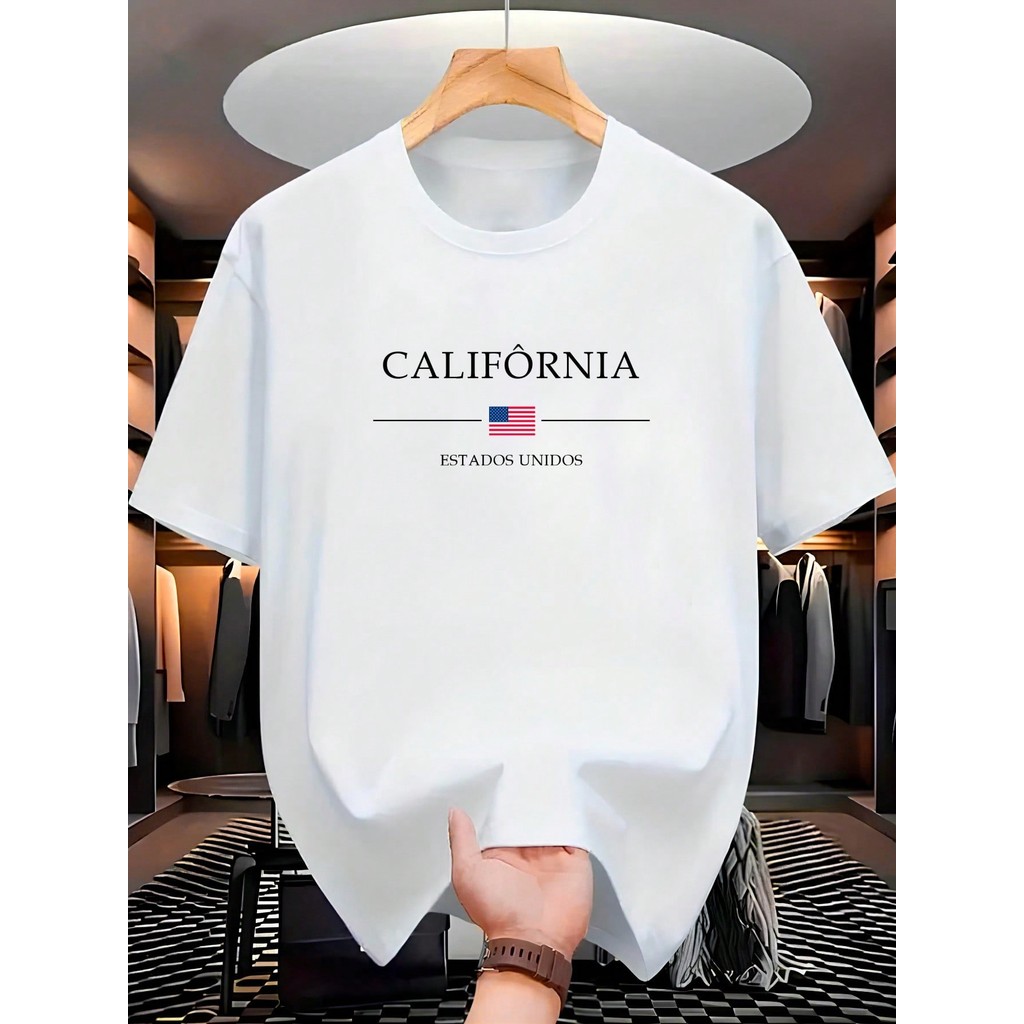 Camiseta Streetwear Unissex 100% Algodão Masculina e Feminina Estampada Califôrnia Camisa Premium