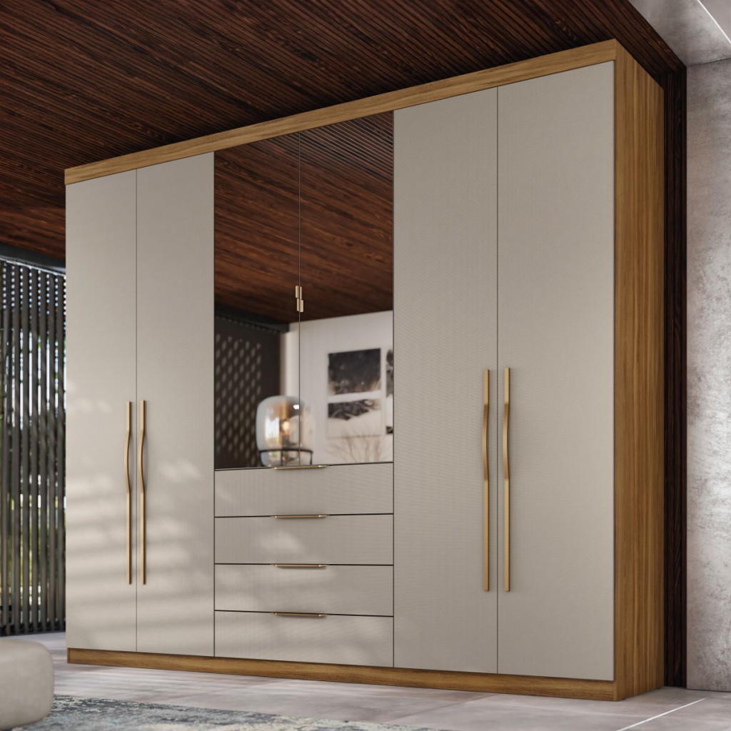 Guarda-Roupa Casal Giardino 6 Portas Amêndola/Nude Prime Tx - Demóbile - Home & Living