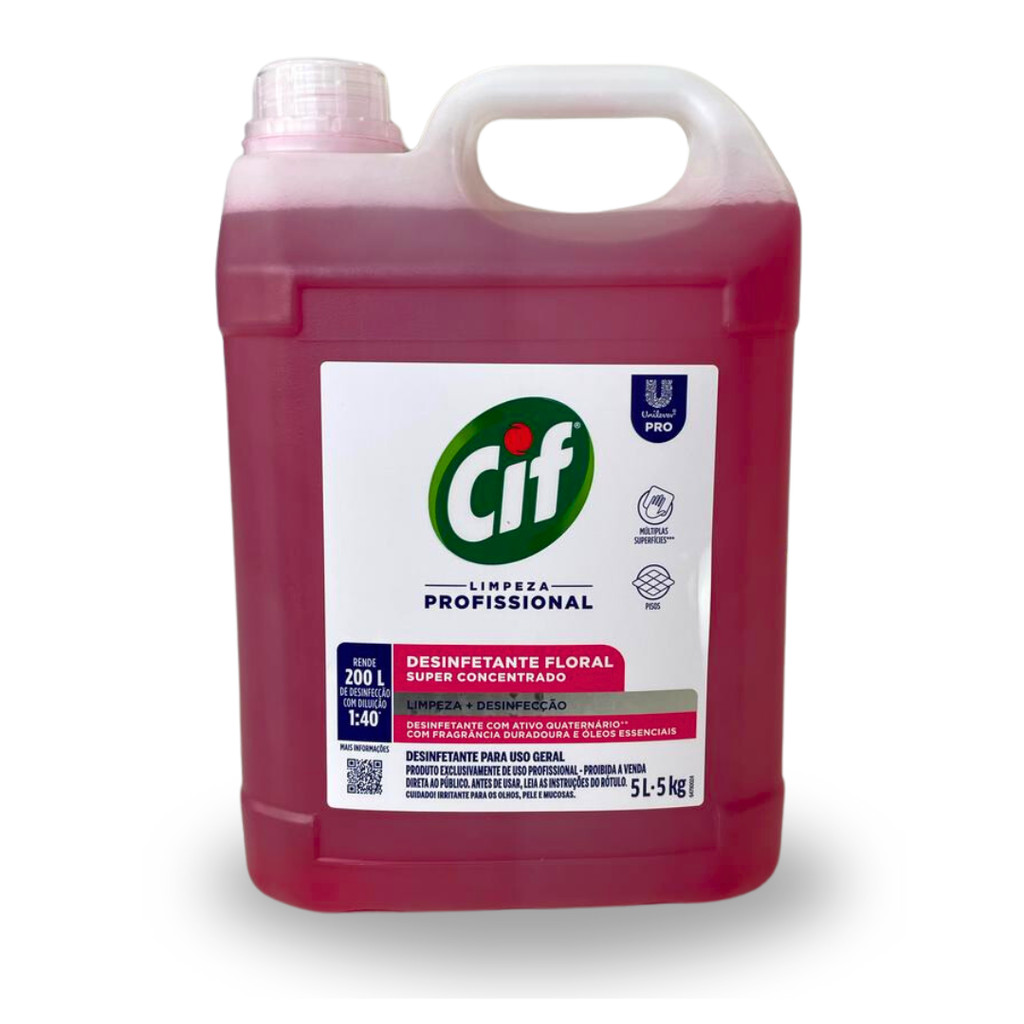 Desinfetante Concentrado Floral 5L CIF - Eficácia e Desinfecção - Pets
