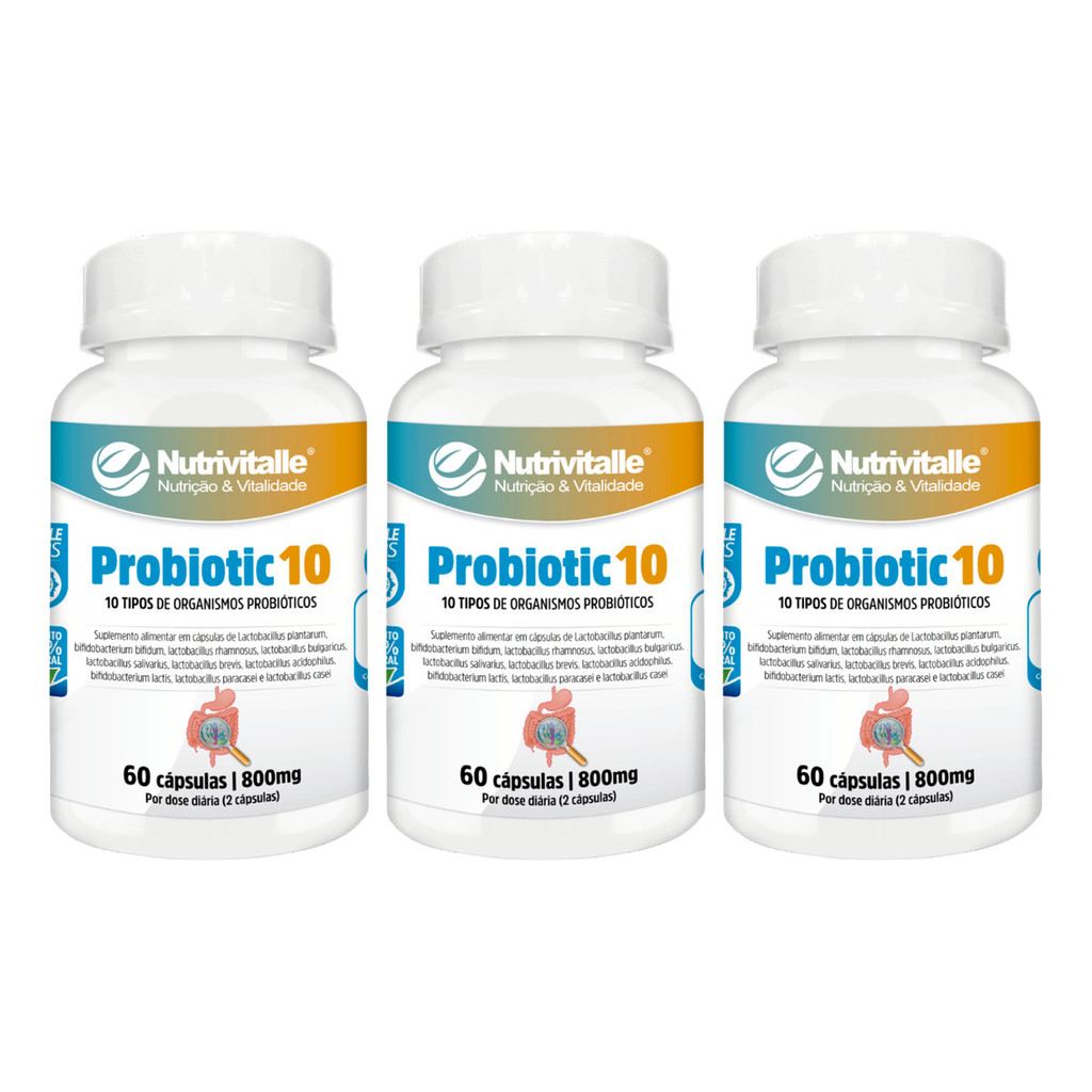 Kit 3 Un - Probiotic 800mg 60 Capsulas - Nutrivitalle em Oferta na Shopee