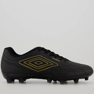 Chuteira Umbro Class Footballer Campo Preta e Dourada em Oferta na Shopee