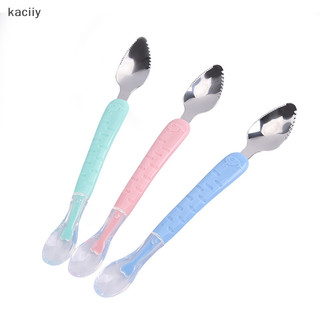 kaciiy 1Pc Colher Dupla Para Alimentação De Bebê Raspagem Pura Raspador De Frutas Bebês BR