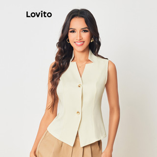 Lovito Blazers Elegantes Com Estrutura De Botões Lisos Para Mulheres LBL08060