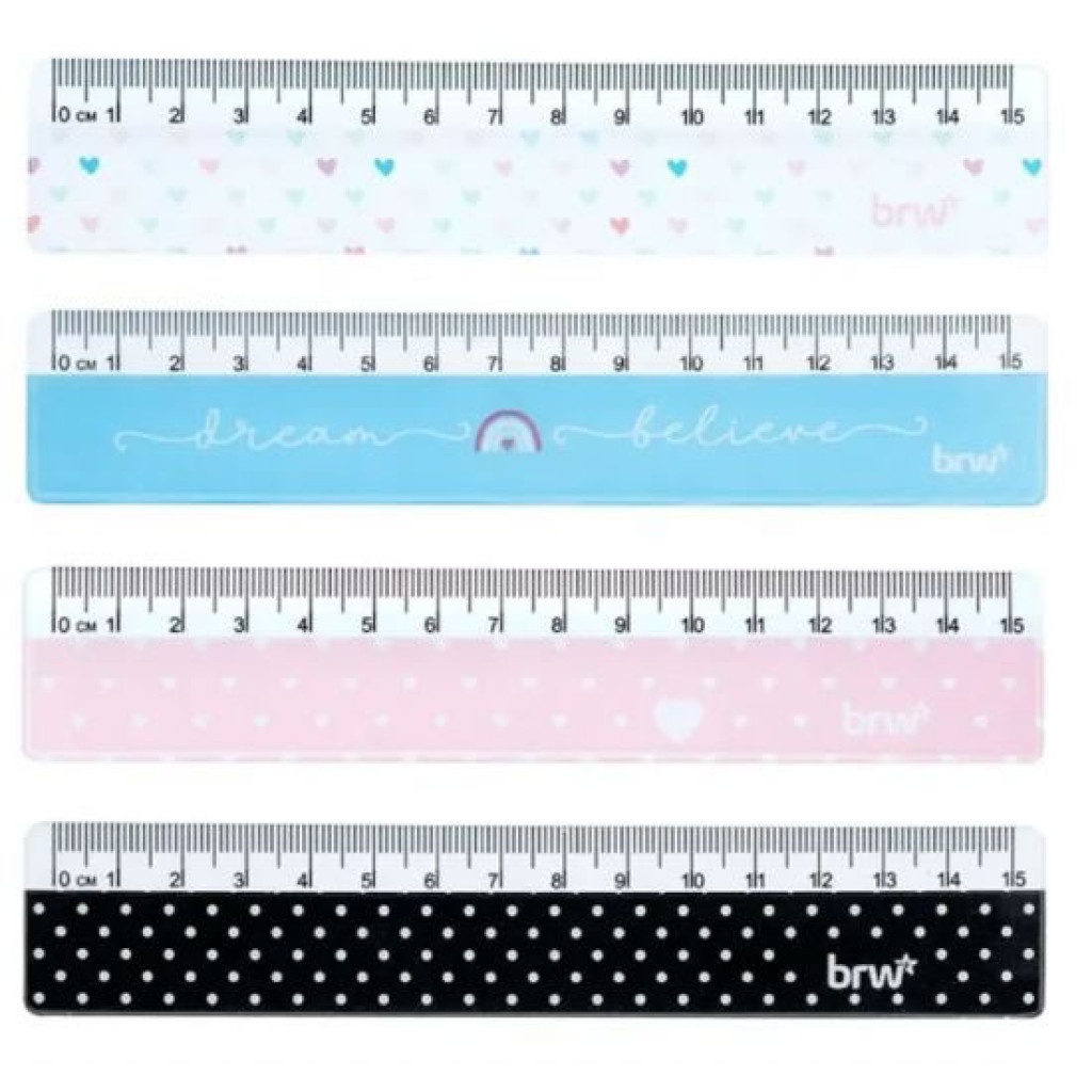 RÉGUA PLÁSTICA 15 CM ESTAMPAS SORTIDAS BRW RE1501