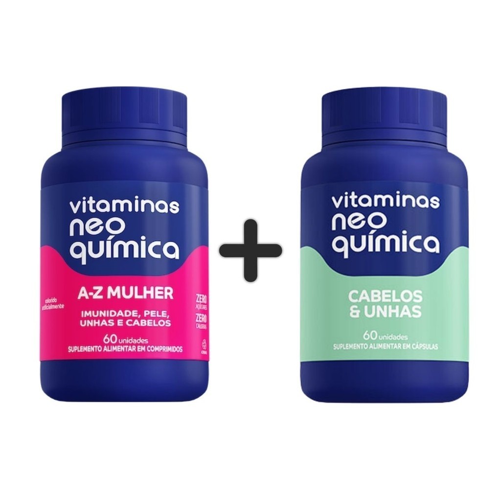 Kit Dia da Mulher Vitamina Neo Química Mulher + Cabelos e Unhas 60 cápsulas cada