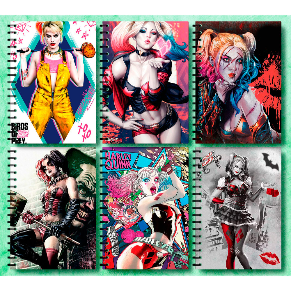 Adesivos Personalizado Capa para Caderno Arlequina [ 01-06 ] Harley Quinn Esquadrao Suicida Aves Rapina full hd 8k casa America3