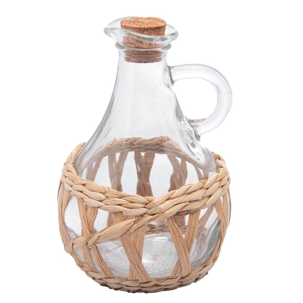 Garrafa Wolff para Azeite de Vidro com Fibra Natural e Tampa