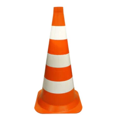 Cone de sinalização - altura de 50 cm - branco / laranja