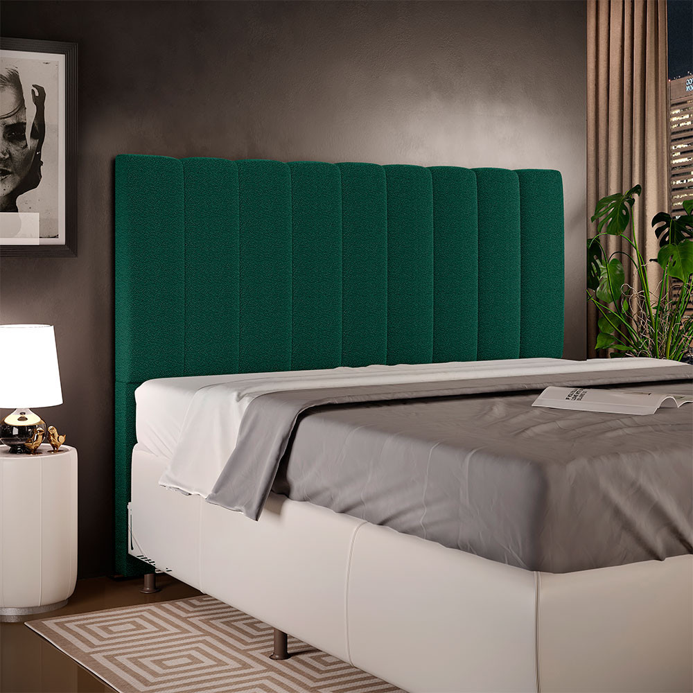 Cabeceira Cama Box Queen 160 cm Dália W01 Bouclê Verde - Lyam Decor