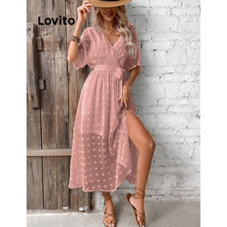Lovito Boho Vestido Feminino de Jacquard com Bolinhas LBL08376