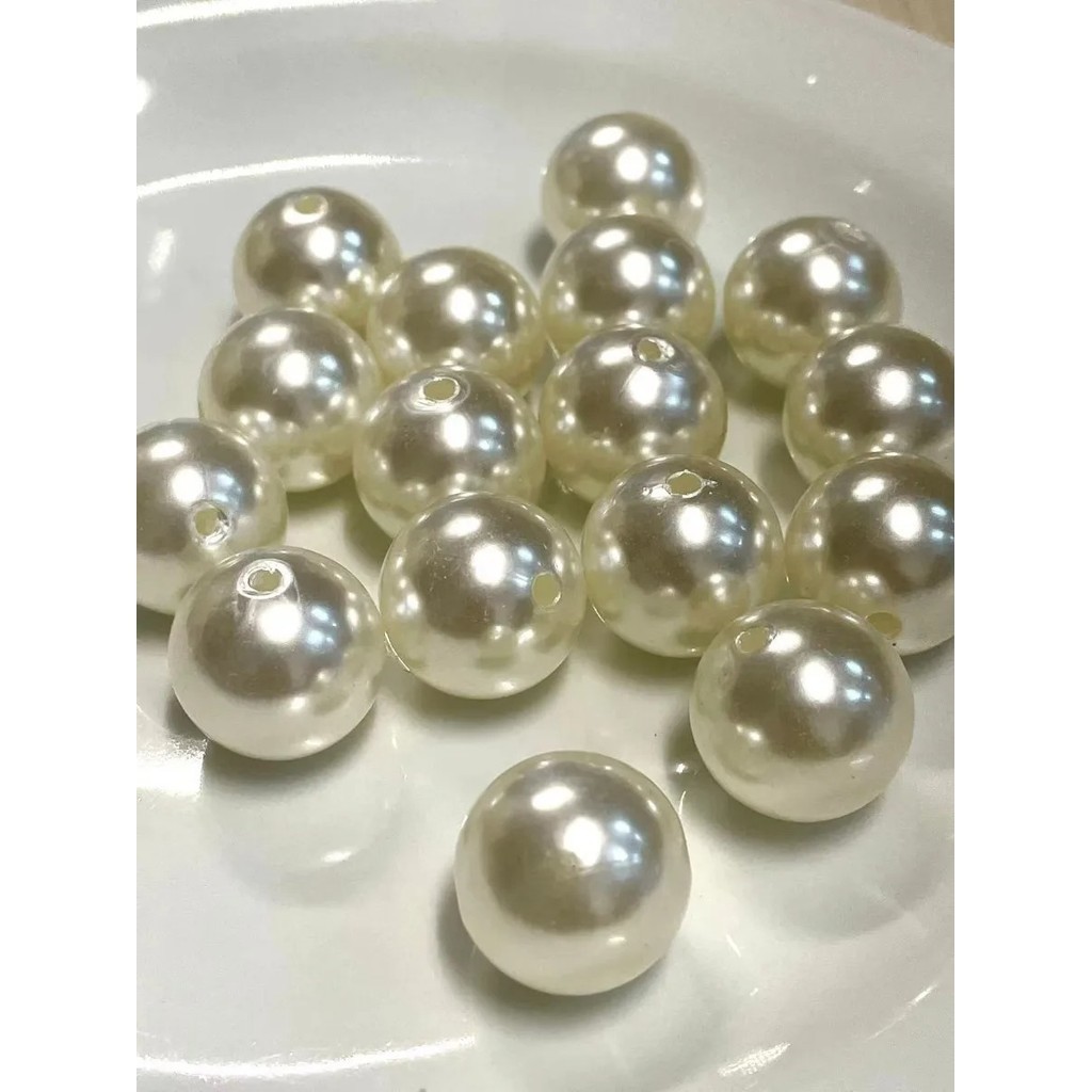 16 Pçs Miçanga Pérolas Abs Com Buracos 18mm 50grama em Oferta na Shopee