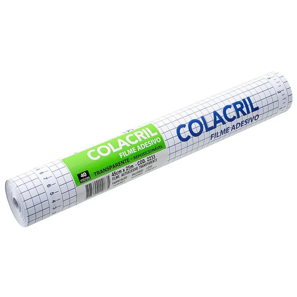 Papel Adesivo De Contacto Transparente Cristal FILME ADESIVO TRANSPARENTE 45CMX25M 40 MICRA-COLACRIL