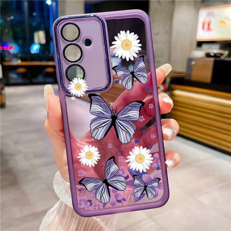 Samsung Galaxy M35 5G M 35 Little Daisy Butterfly Flower Capa Do Telefone Com Moldura Para Câmera À Prova De Choque