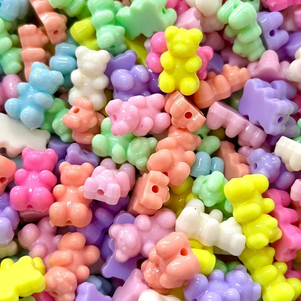 50 Pçs Miçanga Infantis Passantes Colorida De Urso C2-3-12