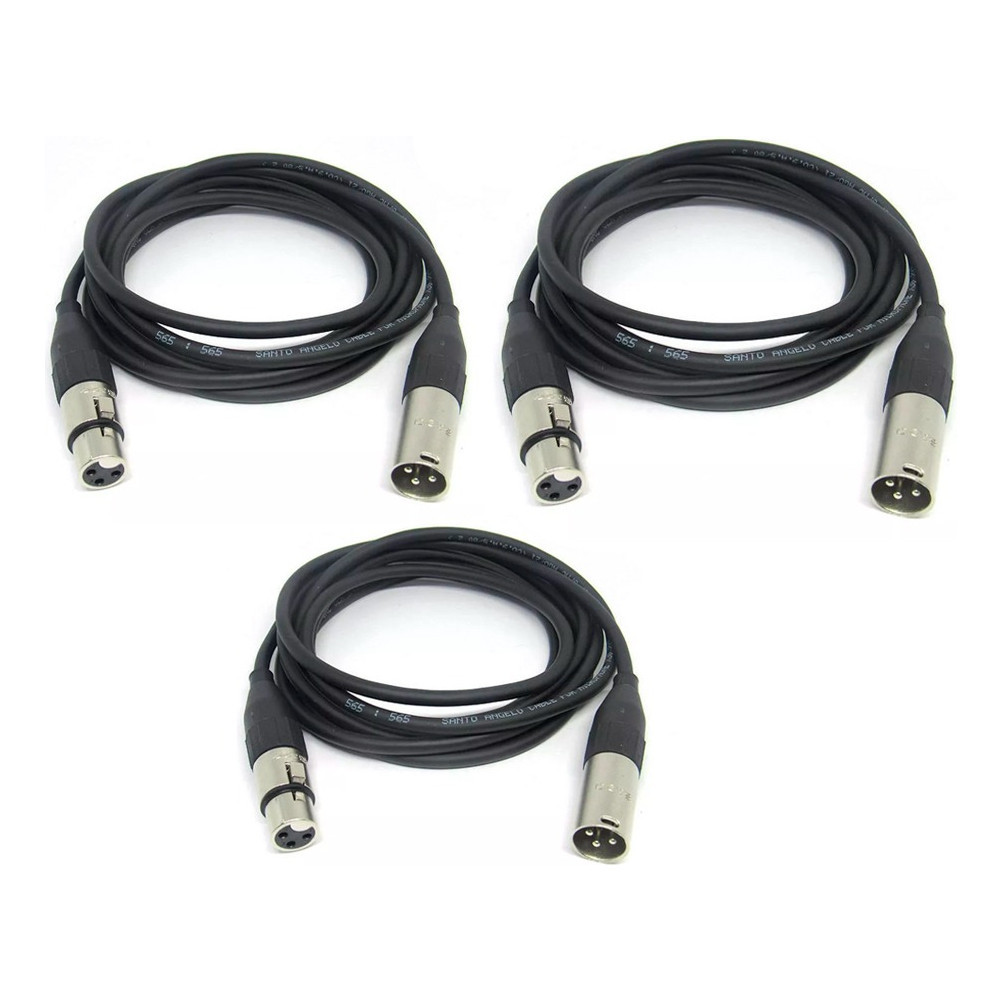 Kit C/3 Cabo Mic Santo Angelo Balanceado Xlr 5 Metros (sa2x) em Oferta na Shopee