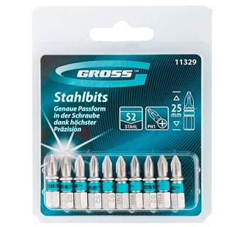 Jogo de bits phillips ph1 1/4" x 25 mm com 10 peças - Gross