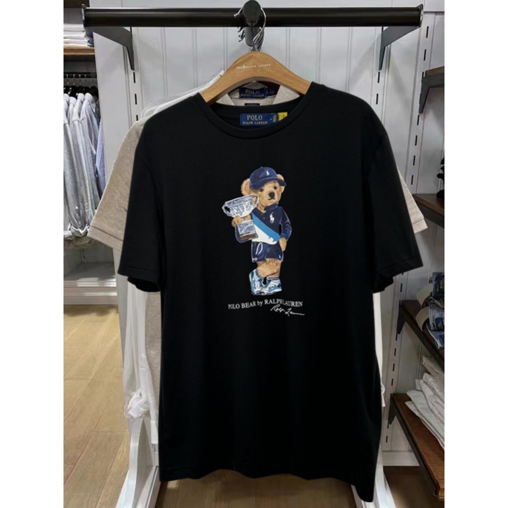 Venda Quente Macio Premium Casual Urso Impressão Masculina Manga Curta 100 % Algodão Tripulação Pescoço Camiseta 1117 em Oferta na Shopee