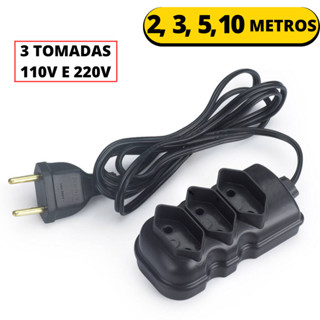 Extensão elétrica Extensão de Energia 3 Tomadas com 2 metros 3 metros 5 metros 10 metros em Oferta na Shopee