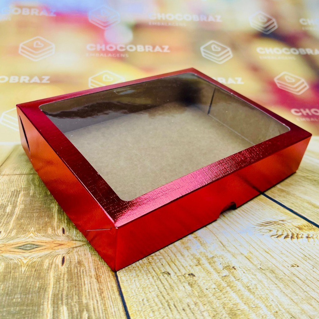 10~50 CAIXA LAMINADA C/ VISOR (20 DOCES) 4x20x16 cm VERMELHO 4686 em Oferta na Shopee