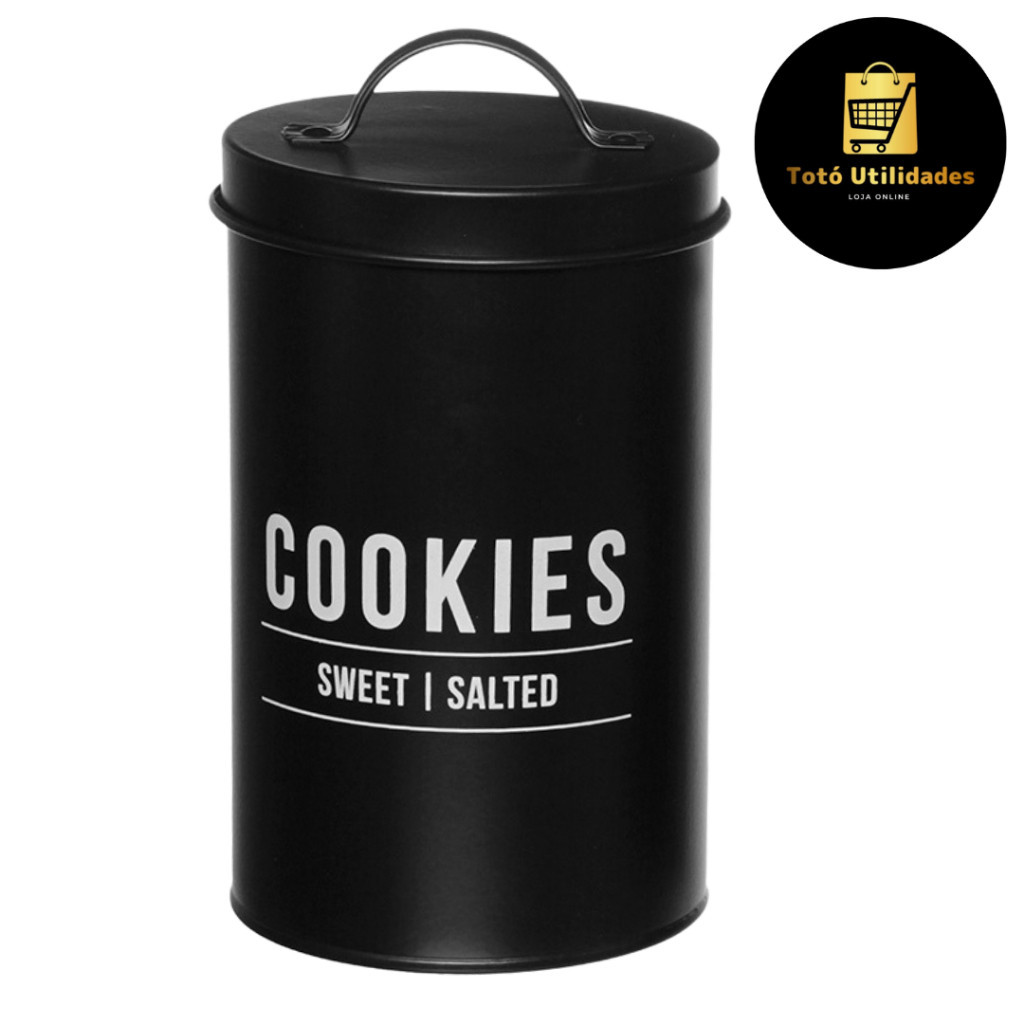 Pote Lata Para Biscoito 1,6L Manhattan Preto Hauskraft