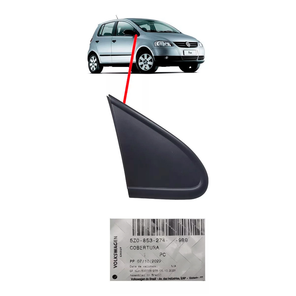 Moldura Acabamento Espelho Retrovisor Direito Fox 2005/2010 em Oferta na Shopee