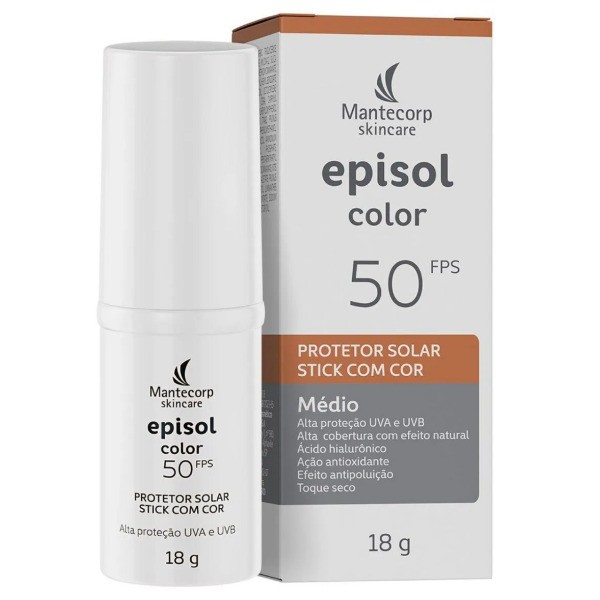 Protetor Solar Episol Facial FPS 50 Cores Stick Médio 18g
