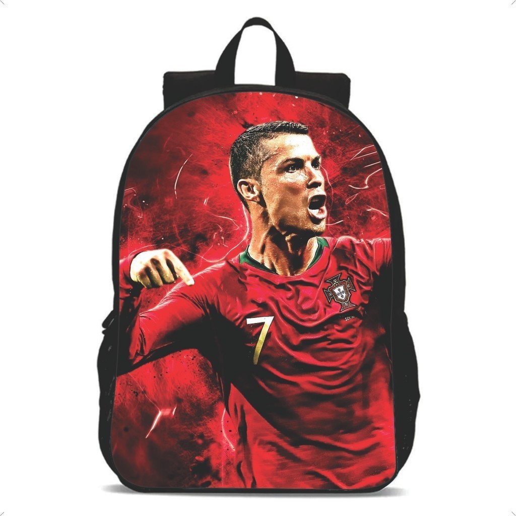 Mochila Infantil Escolar Meninos Futebol Cristiano Ronaldo CR7 Portugal