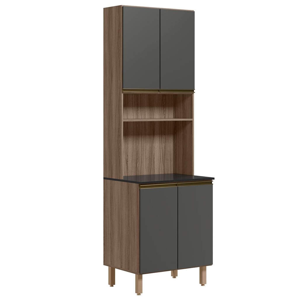 Paneleiro de Cozinha Para Micro-ondas Maly N03 Carvalho/Grafite - Mpozenato em Oferta na Shopee