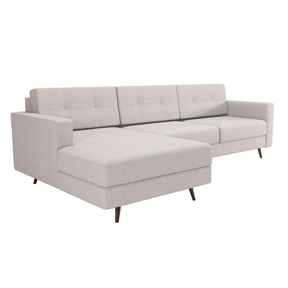 Sofá 3 Lugares Living com Chaise Esquerdo Pé Palito Linho Cotton Cru em Oferta na Shopee
