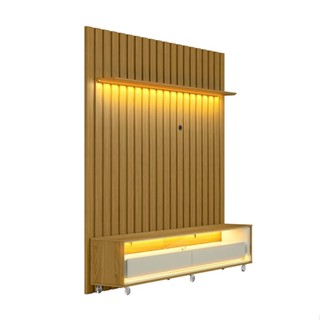 Rack com Painel Ripado até 70 Polegadas Sintra com LED 2 GV Cedro e Off White Alt 218 Larg 177 cm em Oferta na Shopee