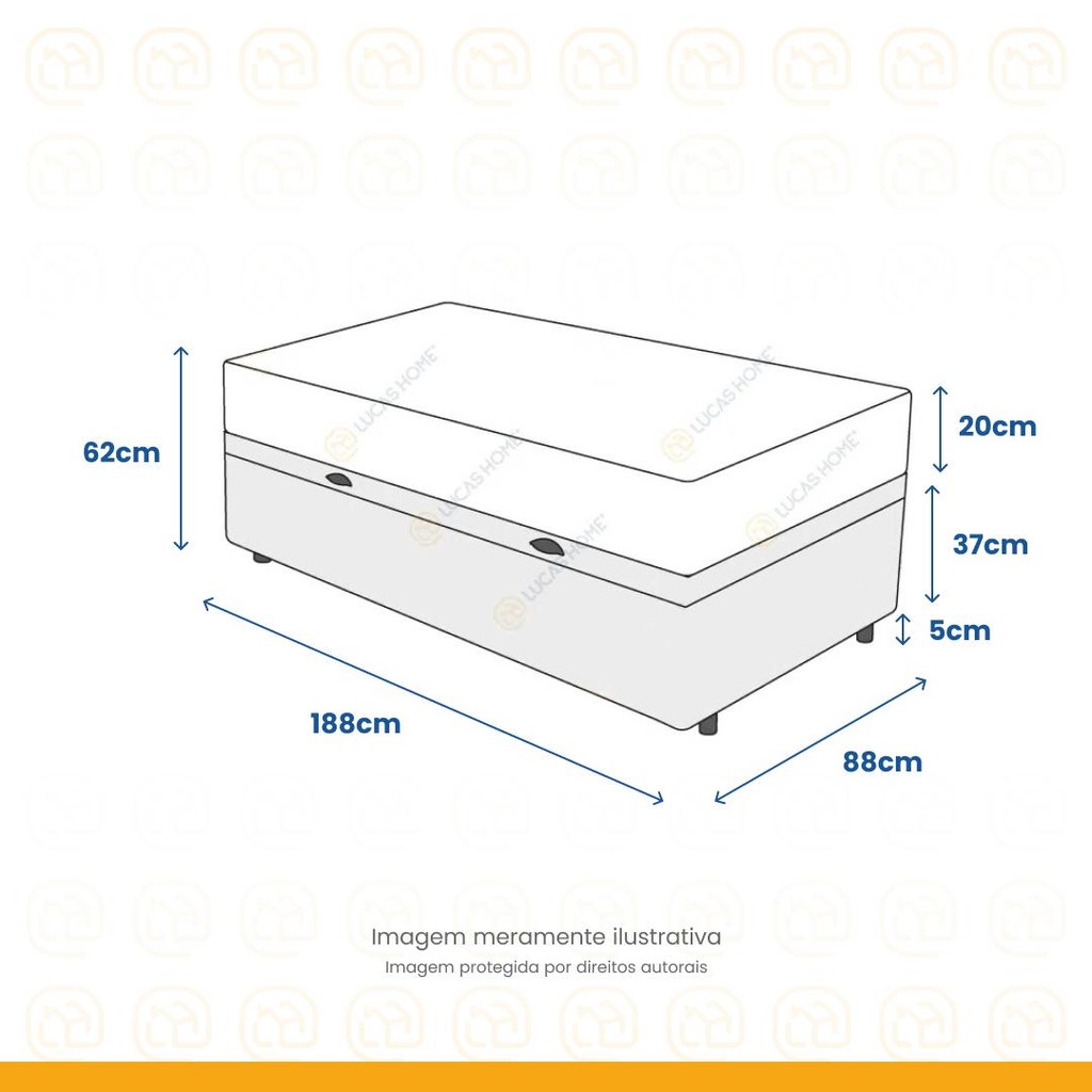 Cama Box Baú com Colchão de Molas D'Angelis Classic Pocket Solteiro 88cm · foto 2