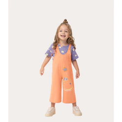 Conjunto Infantil Menina Jardineira Em Moletinho Malwee Kids
