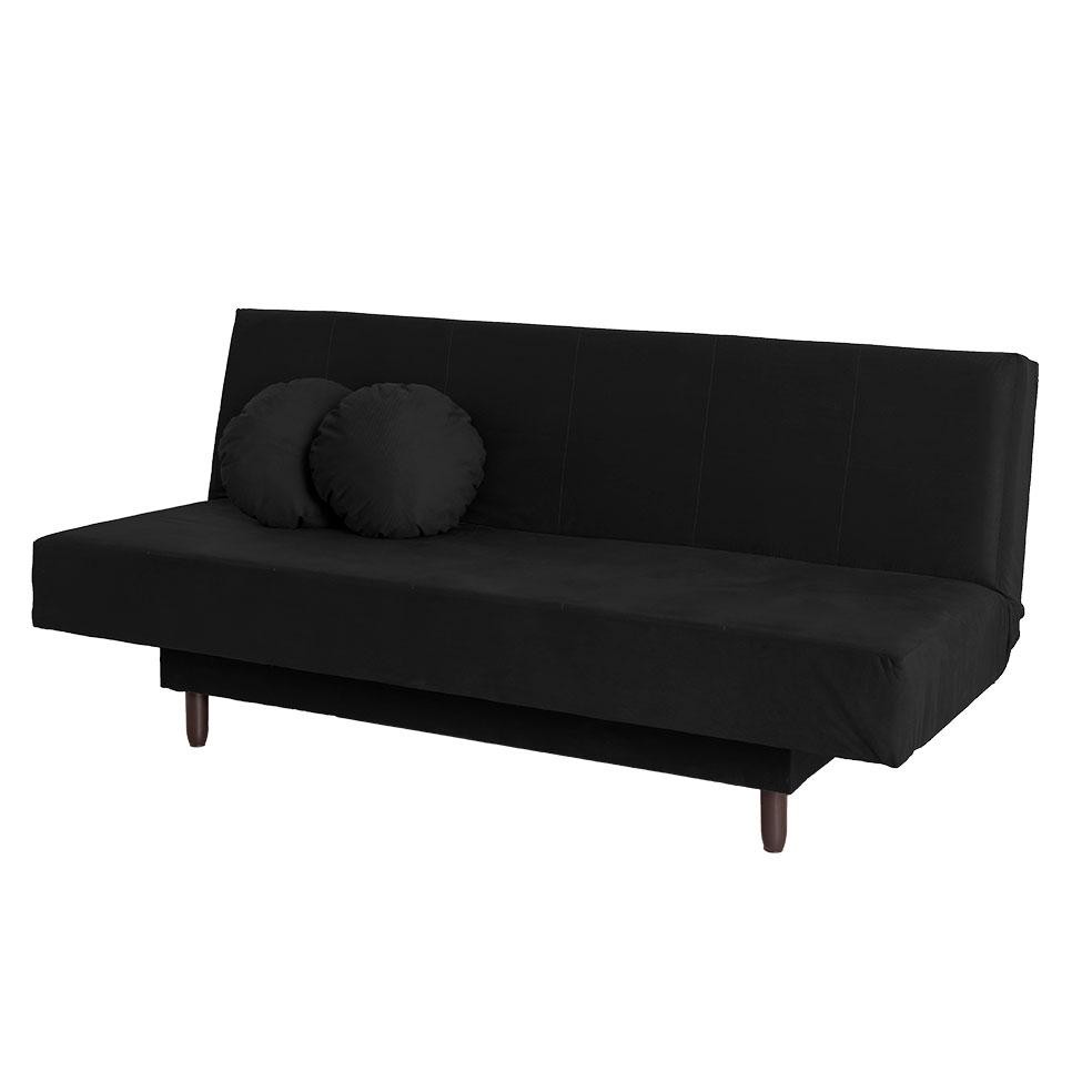 Sofá-Cama Casal 3 Lugares Jimmy Suede Preto em Oferta na Shopee