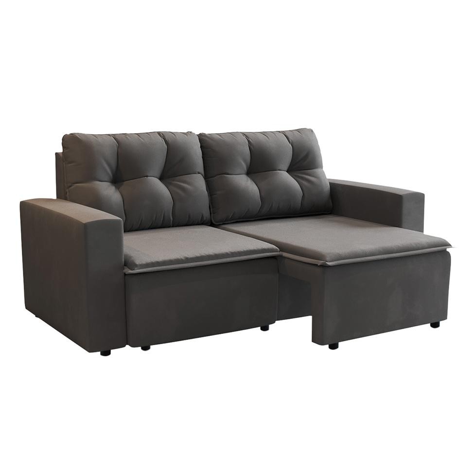 Sofá 3 Lugares Retrátil Amsterdã I Suede Grafite 180 cm em Oferta na Shopee