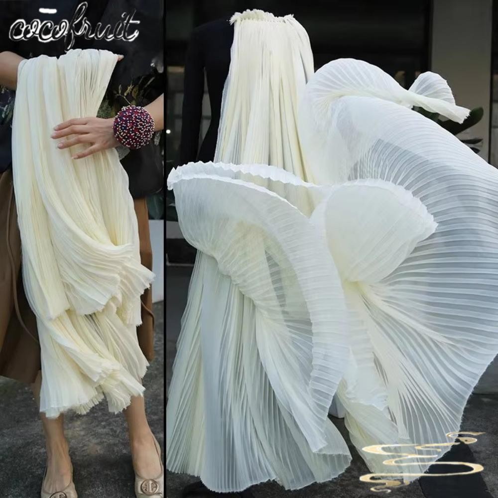 Tecido De Organza Plissado COCOFRUIT , Pano Enrugado De Chiffon Leve De 1 Jarda , Material DIY Feito À Mão