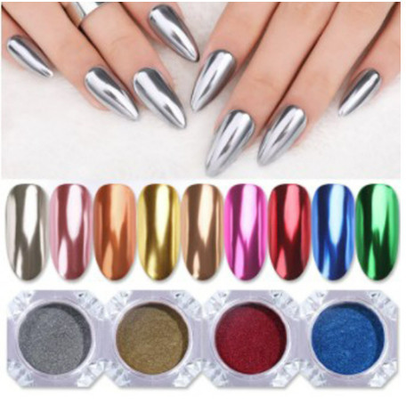 kit 6 Pó Cromo Metalizado Unhas Cromado Decoração unha