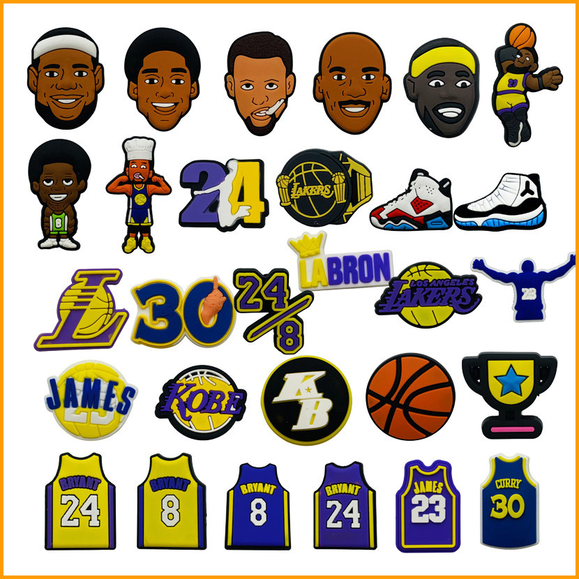 Clog Shoe Charms Profissional Estrela Basquete DIY Botão Pingente Combinado