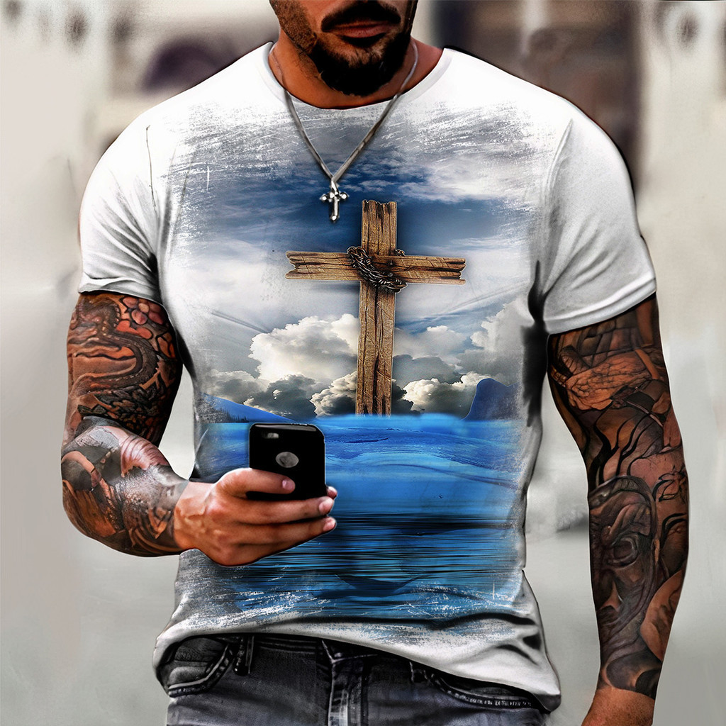Camisa Camiseta Jesus Cristo Salvador Deus 4 Cruz em Oferta na Shopee
