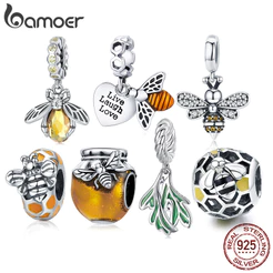 Bamoer 925 Sterling Silver Delicate Bee Series Charm Beads Bumblebee Pendant Adequado Para Pulseira De Prata & Bangle DIY Gift