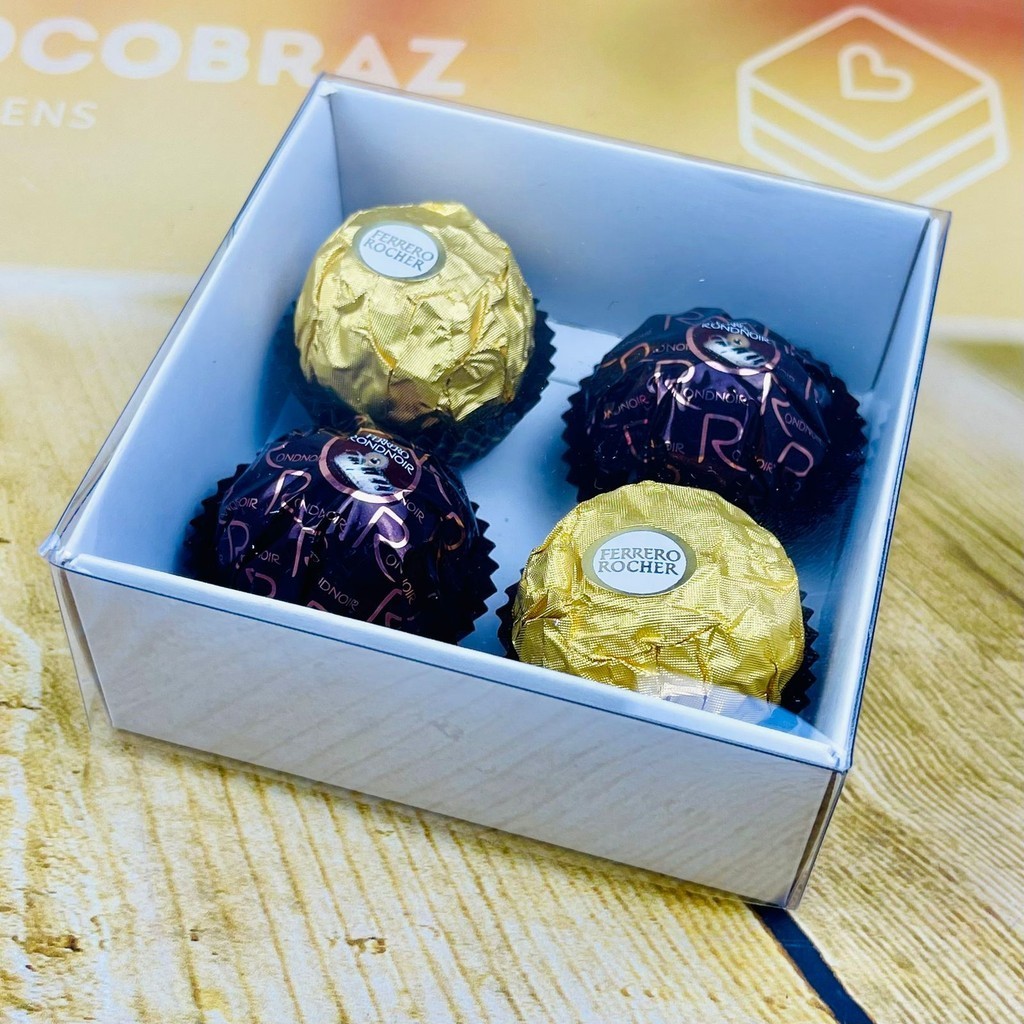 10~50 Caixa P/4 Doces Branca com Visor PVC N4 ASSK  8,5x8,5x4