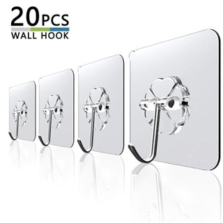 Suporte de parede transparente autoadesivo, 20 peças de 6x6cm, ganchos de sucção, suporte de carga pesada, ventosa para cozinha e banheiro