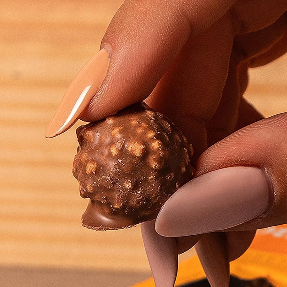 Detalhes do Bombom De Chocolate Ao Leite Mini, Recheado Com Caramelo E Crispie De Quinoa, Zero Açúcar Flormel- Pouch de 54g