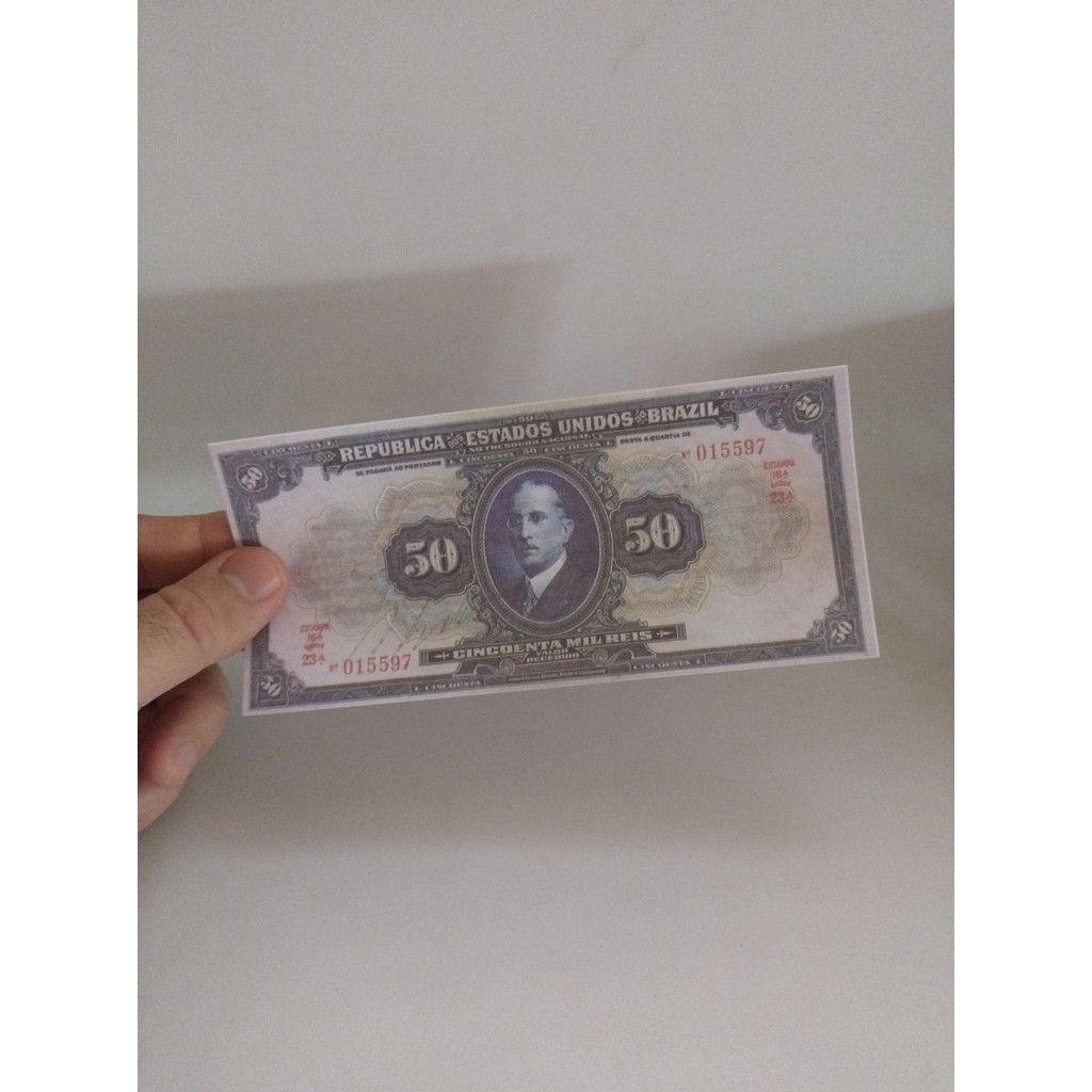 Linda Cédula Réplica De 50 Mil Réis Para Colecionadores