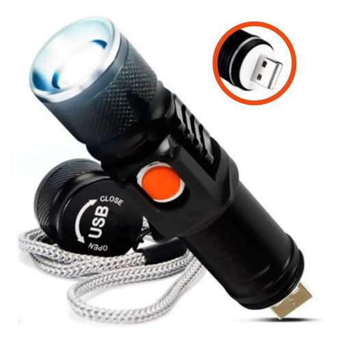 Lanterna De Led Forte Recarregável Potente Mini Tatica Militar Modelo DT-62