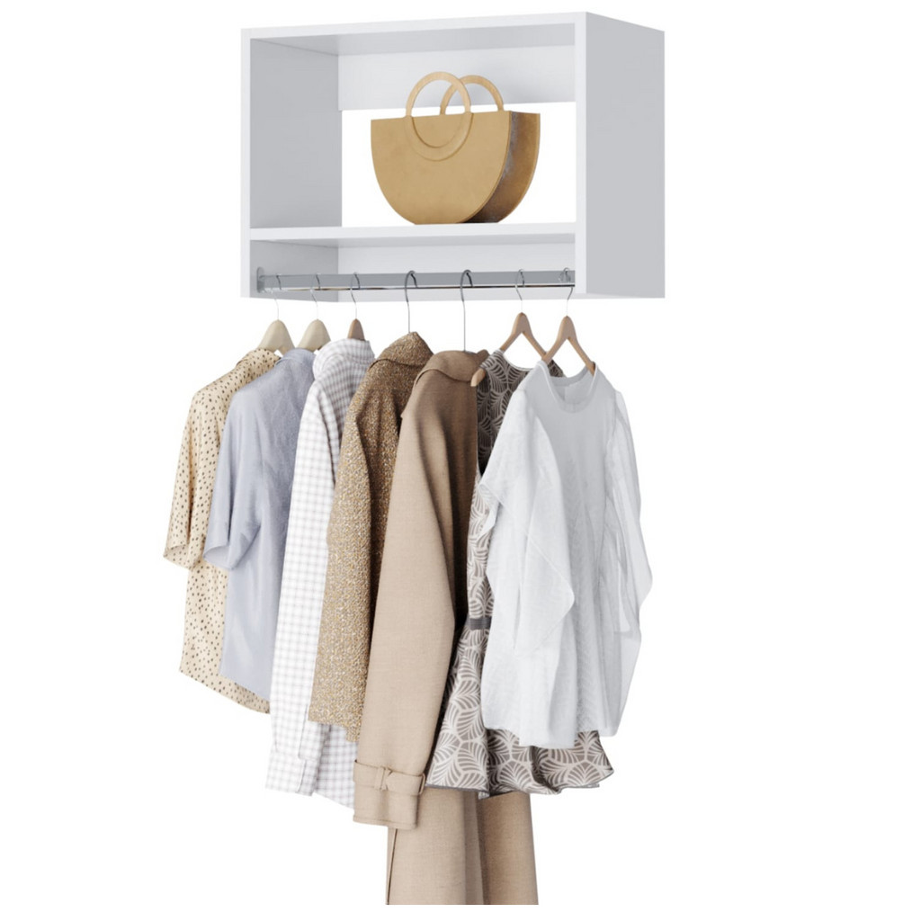 PRATILEIRA CABIDEIRO RETRO MDF 45CM BRANCO QUARTO CLOSET