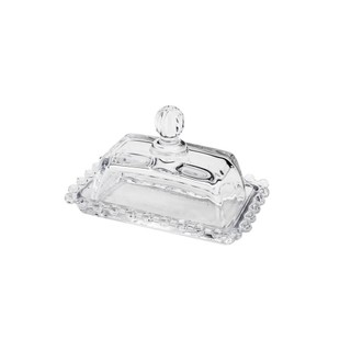 Manteigueira Wolff Pearl de Cristal Incolor 14cm x 9cm x 8cm em Oferta na Shopee