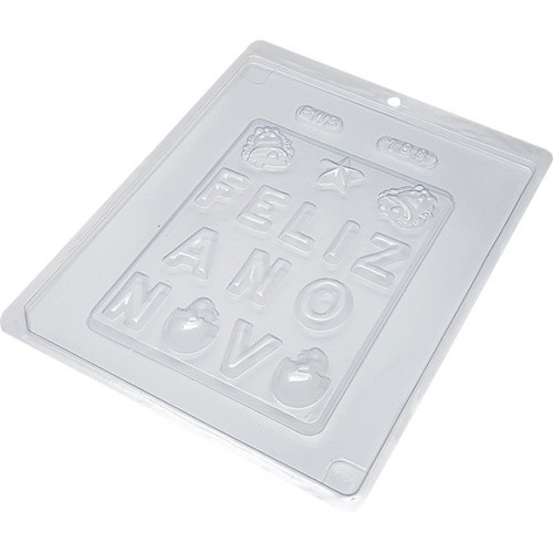 Forma Simples Placa Feliz Ano Novo CÓD188 - Em Acetato BWB