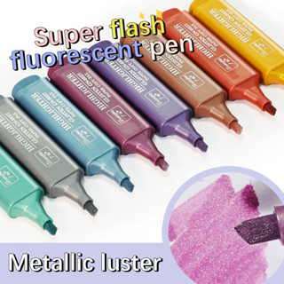 Marcadora Brilhante Metálica Colorida Criativa Material De Papelaria Para Estudantes marca texto caneta personalizada em Oferta na Shopee
