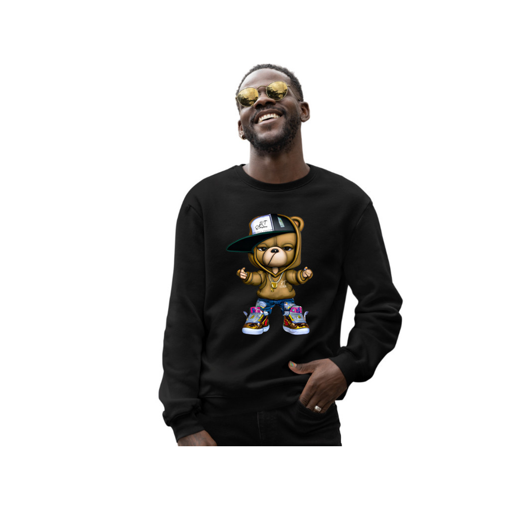 Moletom personalizado Hip Hop estampa Urso Masculino e Feminino  Casaco Gola Careca Ref 303 urso